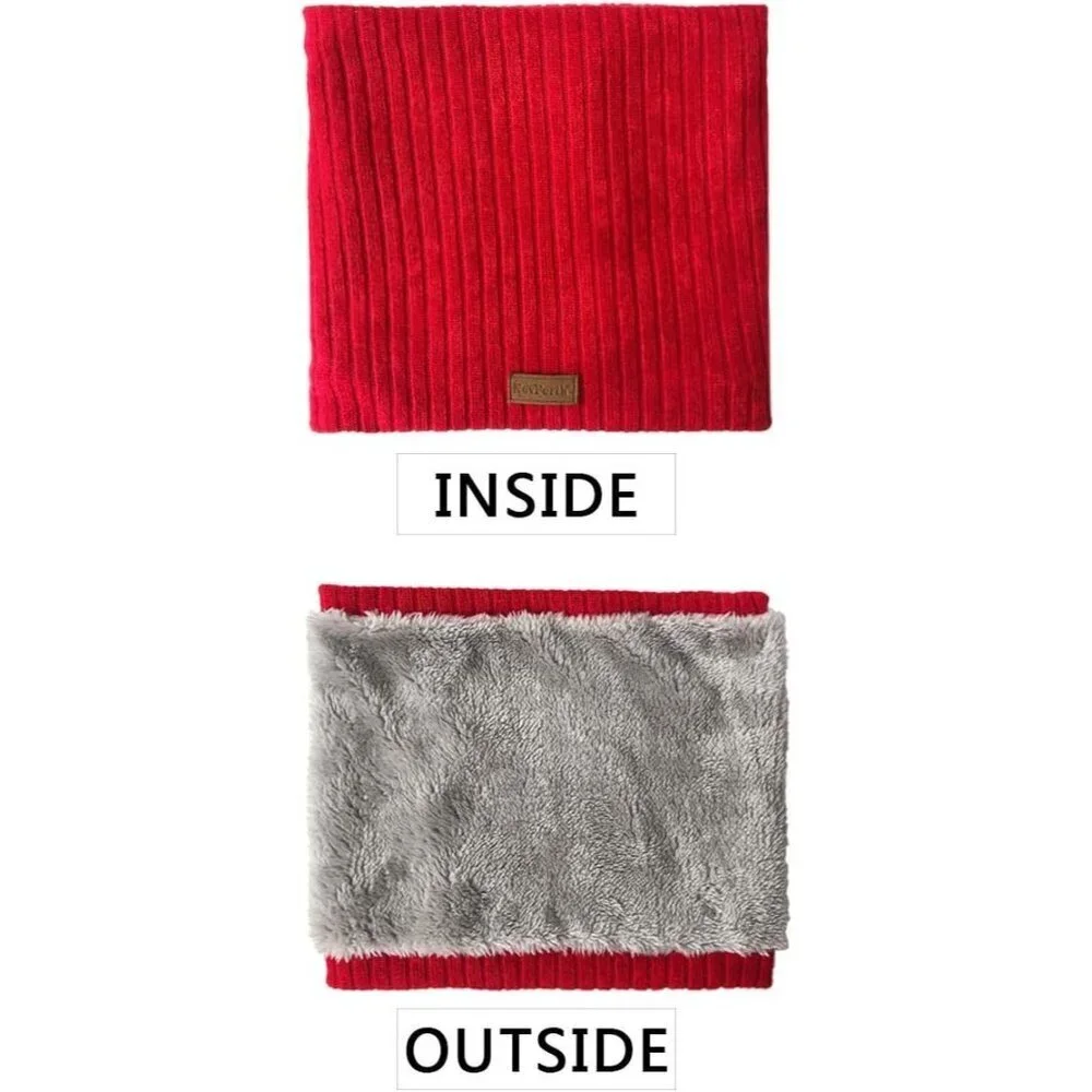 Men's Red Winter Ski Neck Gaiter Face Scarf Fleece Lined Windproof Scarves